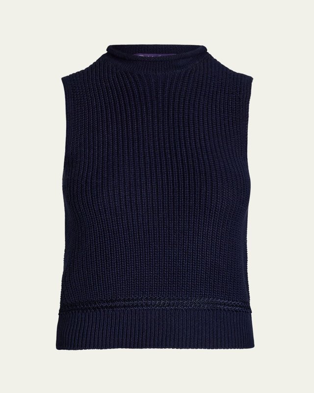 Rollneck Ribbed Sleeveless Sweater